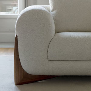 Sofás de Lujo de Alta Calidad para Sala de Estar con Estructura Moderna de Nogal y Tela Bouclé Tipo Teddy de Lino, Conjunto de Sofás y Sillón para Villa - Product Image 4