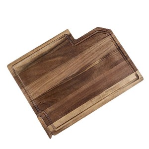 Tabla de cortar de madera de acacia rectangular multifuncional para carne, verduras, pizza y bistec - Product Image 5