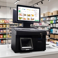 Terminal de point de vente tout-en-un OEM/ODM à double écran, caisse tactile avec imprimante et clavier pour les supermarchés et les commerces de détail