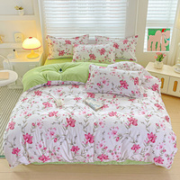 Chic Sweet Love Pattern Flach betttuch Set Schön gefühlter Bett bezug Vierteiliges Bettwäsche set