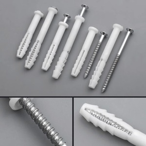 Vis blanches pour armoires avec tubes d'expansion en plastique 6-8 mm, autoperceuses pour murs d'armoires et extensions, design moderne et durable - Product Image 1