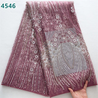 Dentelle en tulle français de luxe africaine perlée avec sequins, idéale pour la confection de robes de mariée, vente en gros 4546