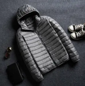 Jaqueta de inverno para homens, jaqueta de penas de pato quente com capuz e nylon, casaco de inverno com bolhas e penas, jaqueta com penas e penas personalizadas