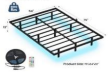 Cadre de lit plateforme pliable et réglable en fer renforcé, robuste, au design moderne pour mobilier de chambre - Product Image 3