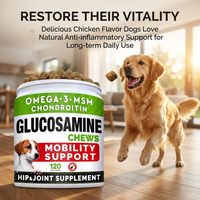 Granulés de Glucosamine 100% Naturelle Premium pour Chiens et Animaux de Compagnie, avec Huile de Chanvre, Curcuma, MSM, Vitamines E, Chondroïtine – Supplément pour Soulager les Douleurs Articulaires (Hanches)
