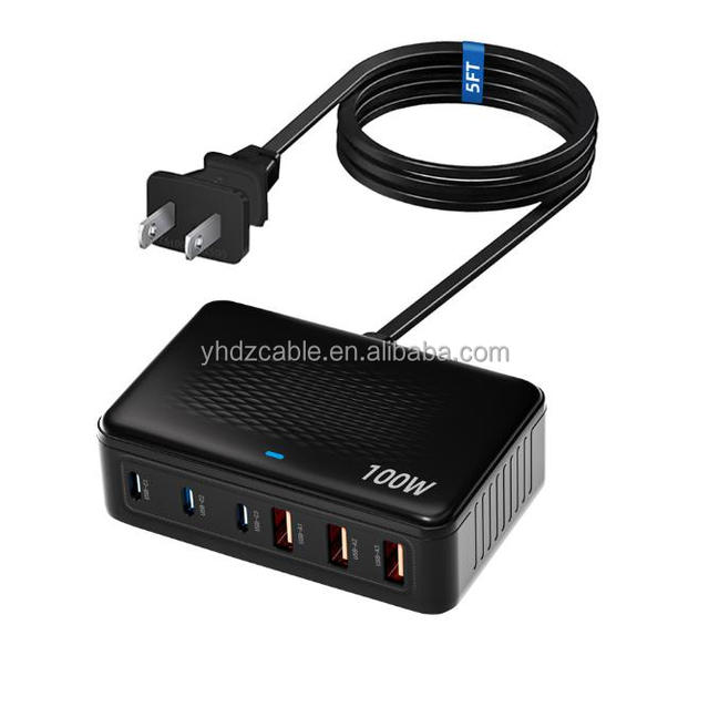 100W 6 Port Type USB C Charging Station Hub Block Cube USB C Fast Charger USB C Wall Charger Power Strip Adapter Plug