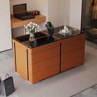 Meuble îlot de dressing en bois massif, design minimaliste moderne, pour salon et chambre haut de gamme, avec rangement et présentoir à bijoux