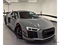 Kit carrosserie en fibre de carbone style P amélioré pour Audi R8 16-18, comprenant lèvre de pare-chocs avant, diffuseur arrière, jupes latérales et aileron arrière