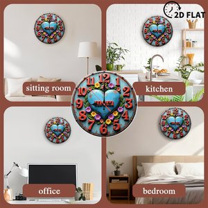 Round Wooden <b>Wall</b> <b>Clock</b> 25cm Simple Line Art <b>Silent</b> Home Living Room Decor - Product Image 3