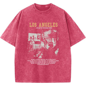 T-shirt imprimé <span class=keywords><strong>Los</strong></span> <span class=keywords><strong>Angeles</strong></span> surdimensionné pour homme, décontracté, manches courtes, jersey de coton, col rond, tee-shirt graphique - Product Image 2