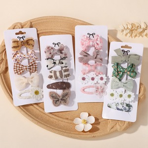 5pcs/<span class=keywords><strong>10pcs</strong></span> New Sweet Versátil Tecido Bow <span class=keywords><strong>Hair</strong></span> Clip Set para Crianças Girl Unique Handmade Floral Print <span class=keywords><strong>Hair</strong></span> Pins <span class=keywords><strong>Hair</strong></span> Accessories - Product Image 2
