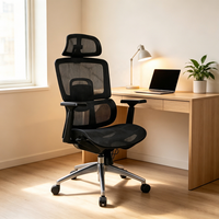 Chaise de bureau de direction de luxe à dossier haut, design moderne, ergonomique, pivotante, avec commande par câble, châssis, support lombaire réglable, pour bureau à domicile