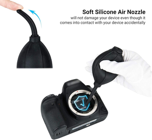 Souffleur d'air en silicone durable, compact et portable avec embout souple pour nettoyer la poussière des objectifs d'appareils photo reflex numériques, des capteurs et de l'électronique - Product Image 5