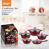 Ensemble de casseroles en aluminium rouge en céramique antiadhésive de haute qualité RAF batterie de cuisine pour la cuisine à domicile-poêle à frire marmite