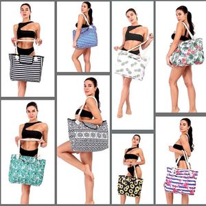 Bolso de Playa de Lona con Estampado de Hojas Tropicales, Bolso Grande de Hombro con Bolsillo para Vasos, Ideal para Regalo, Venta al Por Mayor de Fábrica - Product Image 6