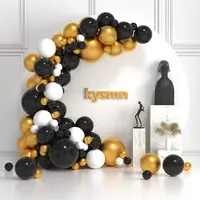 132 pcs/opp black Balloons Chain Metallic Gold Confetti Balloons Air Globos Black Gold Balloon Garland For Wed