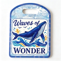 Vente en gros de dessous-de-plat rectangulaires en céramique motif baleine, personnalisés, résistants à la chaleur, écologiques, antidérapants, avec trou de suspension, pour cuisine, 8 mm