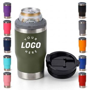 Refroidisseur de canettes de bière en acier inoxydable à double paroi avec logo personnalisé, 14 oz, 4 en 1, revêtement en poudre, avec ouvre-bouteille - Product Image 1