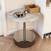 Table basse moderne et minimaliste de luxe, design créatif en marbre et ardoise, petite table d'appoint pour salon, table console