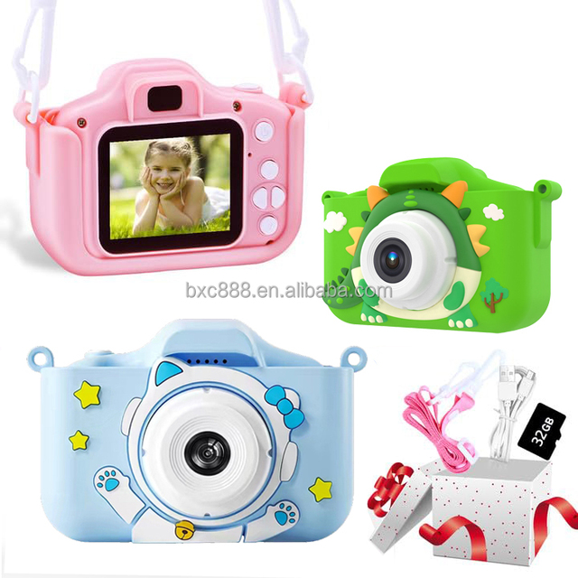 TikTok Best Popular 2 Inch Kids Mini 1080P Digital Video Camera Dinosaur Cartoon Imaging Sensor-Children's Toy