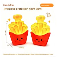 Lampe de chevet en PVC avec design de frites de dessin animé, contrôle tactile, pour dortoir et chambre à coucher, avec batterie intégrée