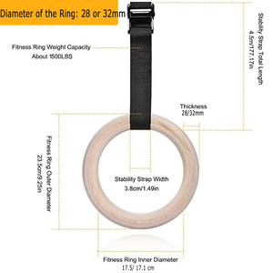 Anneaux de <span class=keywords><strong>suspension</strong></span> de fitness en bois écologiques Jstar de haute qualité, boucles de gymnastique de 28/32 mm, sangles pour l'entraînement - Product Image 3