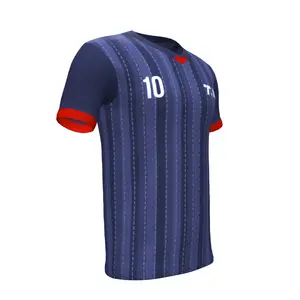 Camisa de futebol personalizada para homens, camisa de futebol personalizada para adultos, fornecedor de qualidade, vermelho e preto