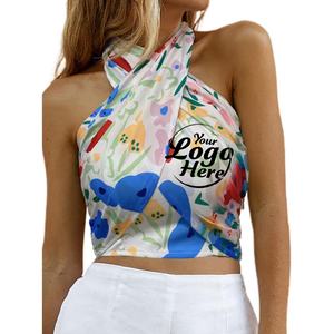 Top Corto de Mujer, Transpirable, de Punto, Elegante, Sexy, con Espalda Descubierta, Estilo Halter Cruzado, para Fiestas - Product Image 1