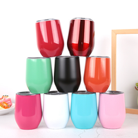 Watersy personnalisé 12oz double paroi en acier inoxydable 304 incassable isolé sous vide en acier inoxydable verre à vin gobelet avec couvercle