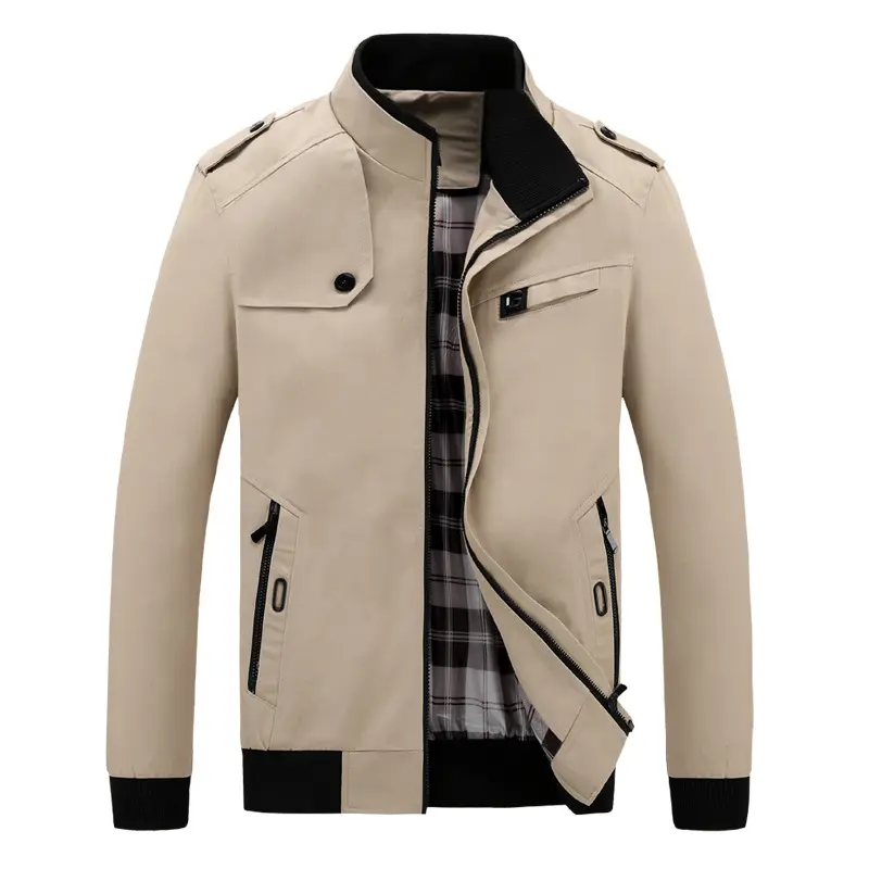 Wholesale Autumn Men's Korean Style Trend Slim Fit Coat Jacket Cotton Sports Casual Workwear Zip Up Jacket