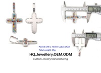 Collar con Colgante de Cruz de Moissanita de Corte Elegante y Colorido, Incrustaciones Lujosas, Unisex, Hipoalergénico, Regalo Exclusivo, Joyería Fina