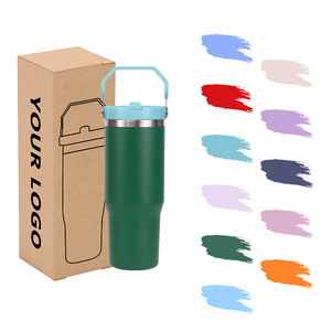 Venta al por mayor 2025 Vaso térmico de acero inoxidable de 20 oz con doble pared, a prueba de fugas, con pajita abatible y aislamiento al vacío, para café de viaje de 30 oz - Product Image 1