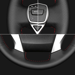 Fundas de Cuero Genuino Negro para <span class=keywords><strong>Volante</strong></span> Cosidas a Mano para <span class=keywords><strong>Kia</strong></span> 2005-2009, <span class=keywords><strong>Kia</strong></span> <span class=keywords><strong>Rio</strong></span> 2007 y Hyundai Accent - Product Image 4