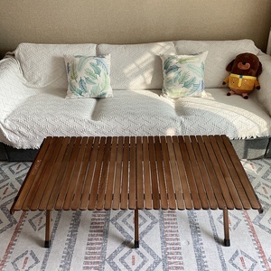 HE-1146, <span class=keywords><strong>Table</strong></span> de pique-nique de <span class=keywords><strong>camping</strong></span> de couleur noyer en bois de hêtre massif, tables enroulées avec écrous en laiton pouvant ajuster la différence de hauteur - Product Image 4