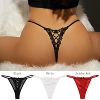 String en dentelle noire pour femme, taille basse, coupe fine, grande taille, design fin, XL