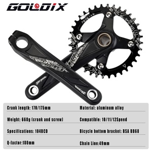 GOLDIX 104BCD Manivelle de vélo de montagne en alliage d'aluminium à dents larges et étroites 170/175 mm Plateau rond/ovale 32T-38T - Product Image 2