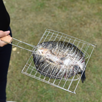 Panier de cuisson pliable et portable en acier inoxydable soudé pour barbecue, idéal pour grillades de poisson, avec poignée et maille à tissage simple