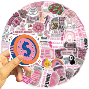 50 Pegatinas Divertidas de Monedas de Dólar con Dibujos Animados Rosas para Decorar Botellas y Laptops - Product Image 4