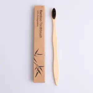 Yetişkinler için organik çevre dostu bambu diş fırçası kabak şekilli fırça kolu bambu kömür bambu kolu yumuşak saç diş fırçası