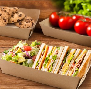 Plateaux alimentaires en papier kraft Assiettes <span class=keywords><strong>de</strong></span> service en <span class=keywords><strong>carton</strong></span> brun Boîtes à emporter recyclées Porte-contenants jetables - Product Image 4