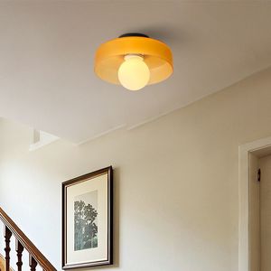 Lampadario nordico in ferro LED stile antico lampada da soffitto in vetro per corridoio corridoio ingresso sala scala illuminazione del balcone - Product Image 1