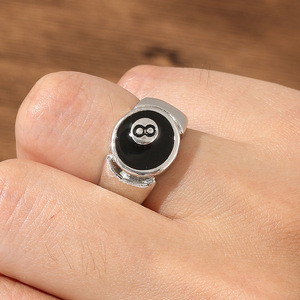 Stile Punk biliardo numero nero 8 anello regolabile di apertura per le donne uomini in lega di metallo anelli moda Hip Hop <span class=keywords><strong>Rock</strong></span> gioielli regalo - Product Image 5
