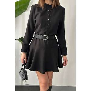 Robe courte en crochet classique noire en gros, style femme de bureau, taille unique, XS-XL, pour les journées, les vacances, les festivals, les célébrations - Product Image 2