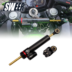 Stabilisateur de direction réglable pour motos multi-marques, texture en aluminium carbone - Product Image 1