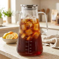 Jarra de Café de Vidrio Borosilicato Ecológica Moderna de 2000ml con Tapa de Acero y Escala Graduada, en Oferta, Bajo MOQ, en Stock