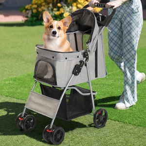 हॉट-सेलिंग 3 और 4 पहियों तह पालतू स्टलर कार्बन स्टील पालतू जानवर यात्रा वाहक कार बिल्ली कुत्ते स्टलर ट्रॉली - Product Image 2