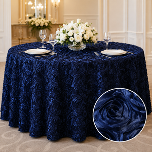 Mantel Redondo Profesional 3D con Diseño de Rosas, Cubierta de Mesa de Poliéster para Hoteles, Salones de Banquetes, Salones de Baile, Eventos en Resorts - Product Image 1