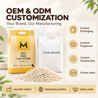 Litière pour chat en tofu naturel OEM ODM, fibres de pois, agglomération rapide, faible poussière, hautement absorbante, jetable aux toilettes, vente en gros en vrac