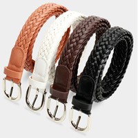Ceinture en PU tressée vintage noire et marron pour femmes, avec boucle en métal, style Y2K, hip-hop, punk, pour l'été, pour robes