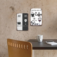 Letrero Metálico AM PM Coffee Wine con Frase Divertida, Decoración de Pared para Cocina, Hogar, Bar